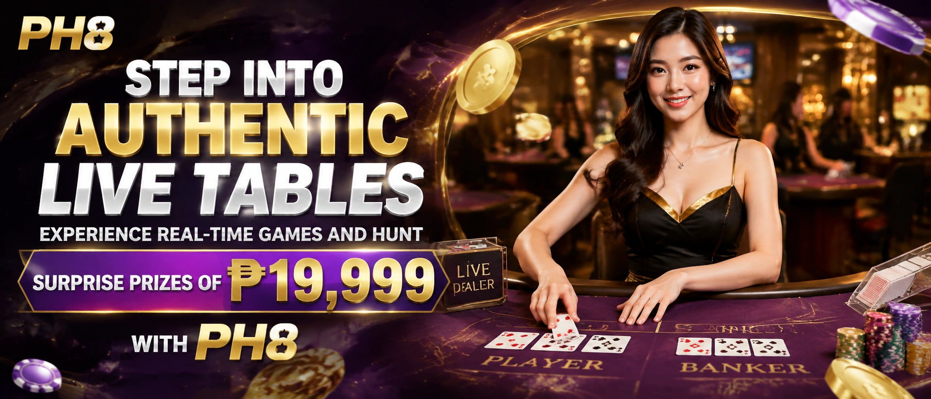 PH90 live casino room preview on a dark interface